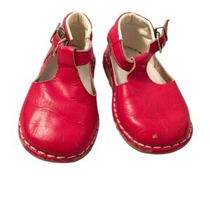 SOLD—Edwin Size 4 Infant Red Genuine Leather T-Strap Dress Shoes